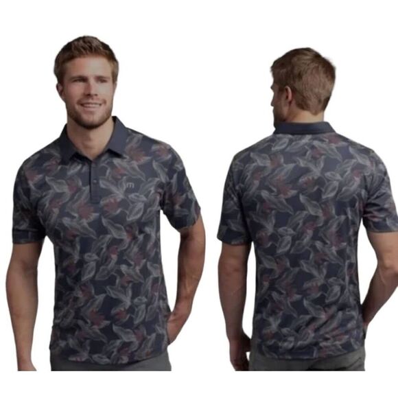 Travis Mathew Magnum Short Sleeve Polo T-Shirt Men's Size Large Blue With Floral - Picture 6 of 16